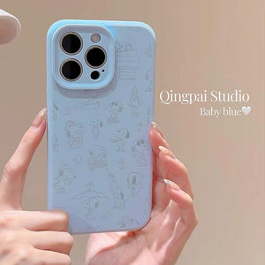 Cartoon Graffiti Snoopy Suitable for Apple Women's iPhone Blue Simple 17air Liquid Silicone Full Pack Phone Soft Case